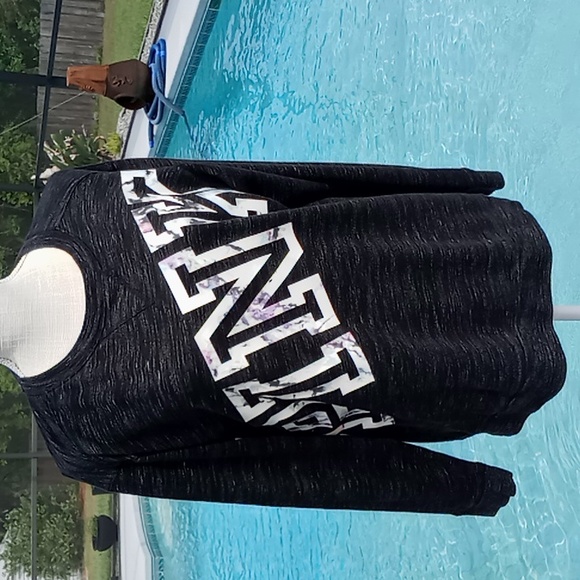 PINK By Victoria Secret Women's  Logo Campus Fleece Sweatshirt Size Small Black - Picture 3 of 12